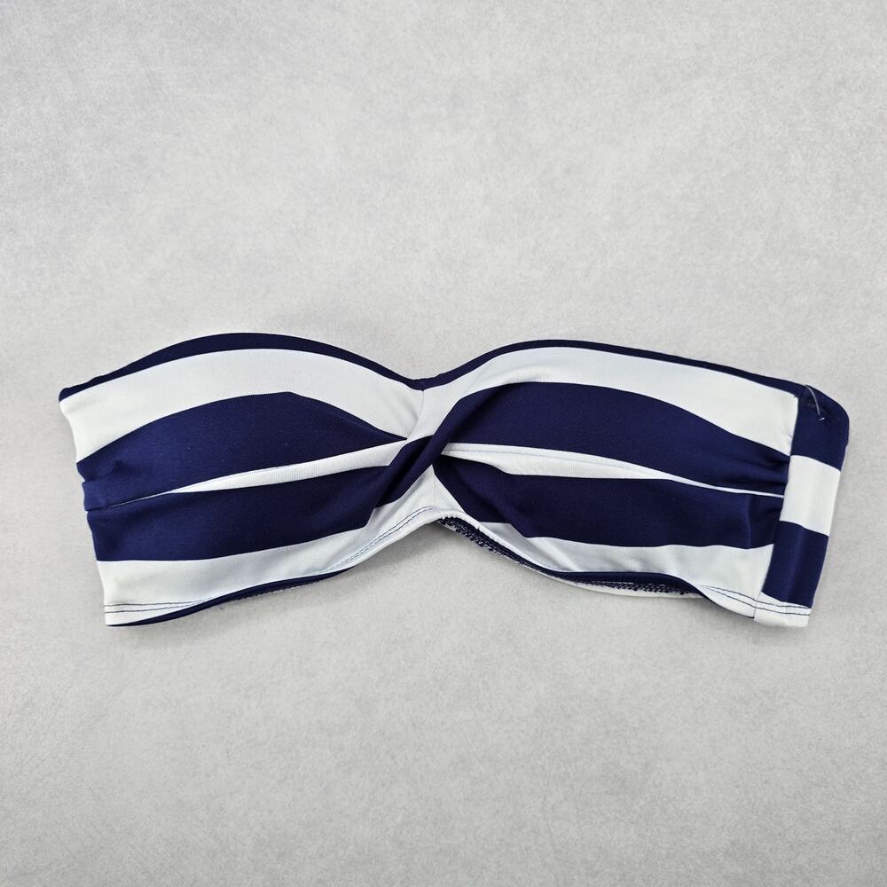 Mossimo Blue Stripe Bandeau Padded Sports Beach Bikini Bralette Swim Top S Small